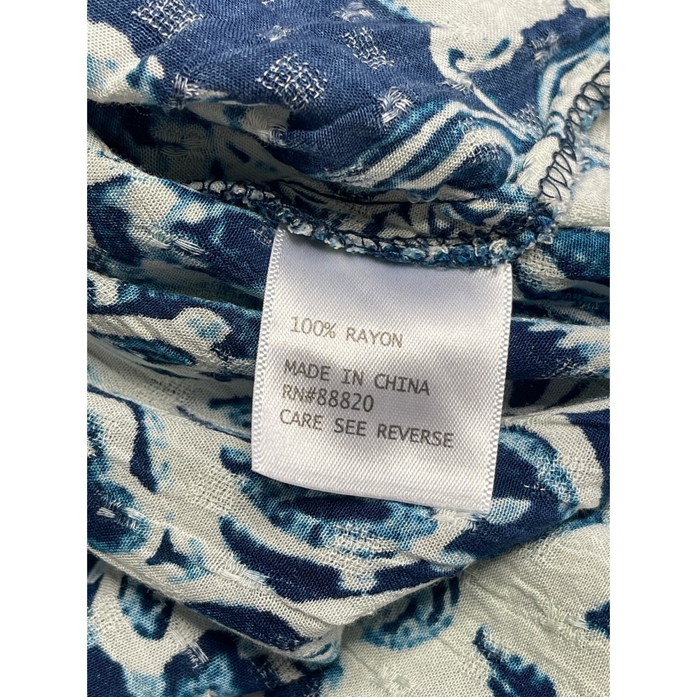 Haute Hippie Blouse Blue White Damask Paisley Button Front Boho Top S - Picture 8 of 11
